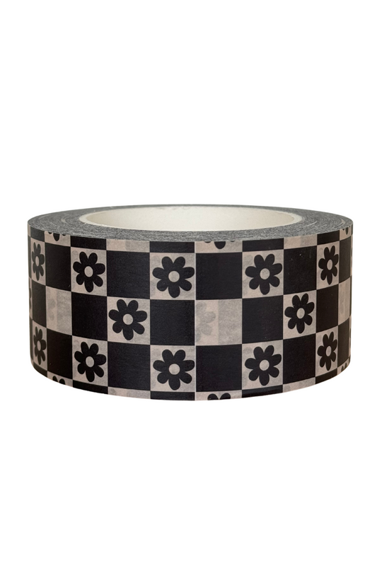 Monochrome Flowers Self Adhesive Paper Tape